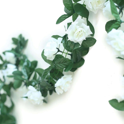AliKopy 6ft UV Protected Cream Silk Rose Garland - Durable Flower Chai