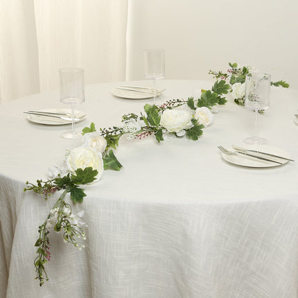 AliKopy 6ft White Silk Rose Peony Garland - Artificial Floral Vine