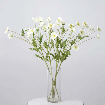 AliKopy 33" Ivory Silk Poppy Flower Bouquet - 2 Stems, Realistic Look