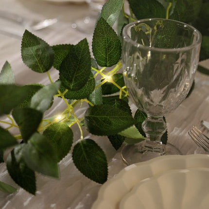 AliKopy 6ft Lighted Rose Leaf Vine - Artificial Greenery with Warm Lig
