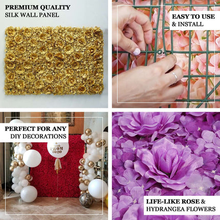 AliKopy 11 Sq Ft Red 3D Silk Flower Wall Mat - 4 Panels, Durable Desig