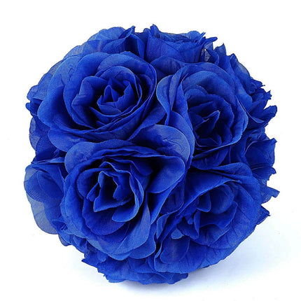 AliKopy 2 Pack 7" Royal Blue Silk Rose Kissing Ball, Elegant Faux Flow