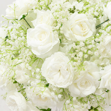 AliKopy 22-Inch White Silk Rose Centerpiece - Pre-Made, Elegant Décor