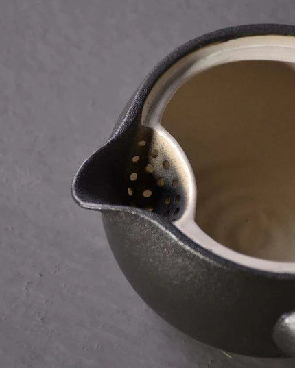 Sophisticated Black Ceramic Kyusu Tea Set with 500ml Chinese Tea Brewer and Serving Accessories - Stylish and Practical Choice