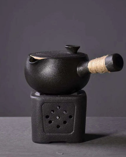 Sophisticated Black Ceramic Kyusu Tea Set with 500ml Chinese Tea Brewer and Serving Accessories - Stylish and Practical Choice