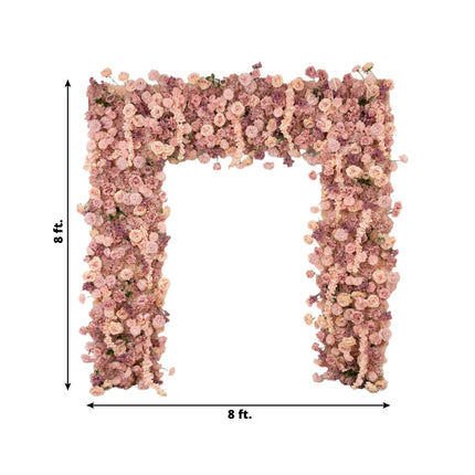 AliKopy 8ftx8ft Dusty Rose Flower Backdrop - Silk Roses & Hydrangeas
