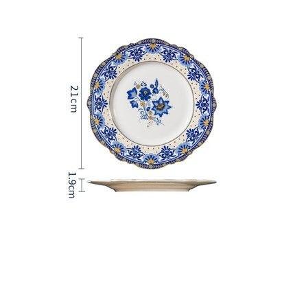 Elegant Blue and White Bone China Dining Set with Italian Floral Motif