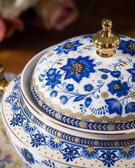 Elegant Italian Blue and White Floral Fine China Dining Set