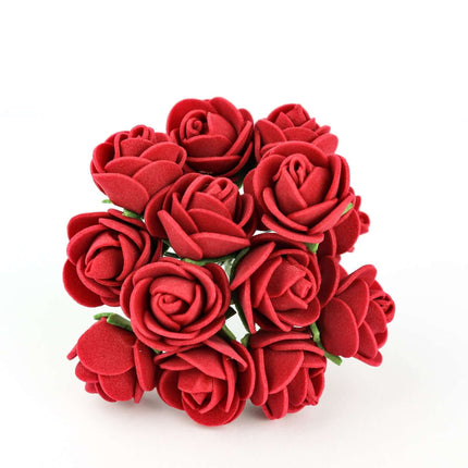 AliKopy 48 Burgundy Real Touch Foam Rose Buds with Stems - DIY Craft F