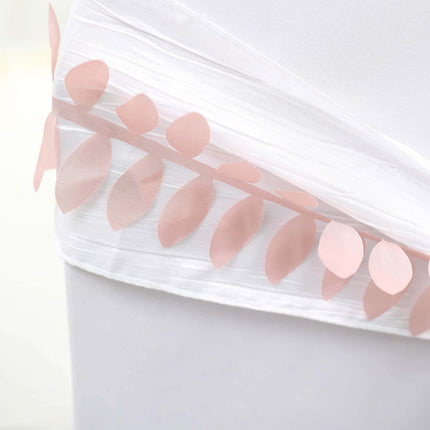 AliKopy Taffeta Ribbon Sash - 4" Leaf Petal Design, 50ft, Dusty Rose