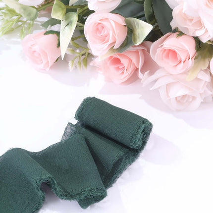 AliKopy 2-Pack 6 Yards Hunter Emerald Green Silk-Like Chiffon Ribbon,