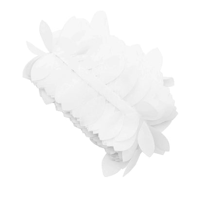 AliKopy Taffeta Ribbon Sash - 50ft White with 4" Leaf Petal Design