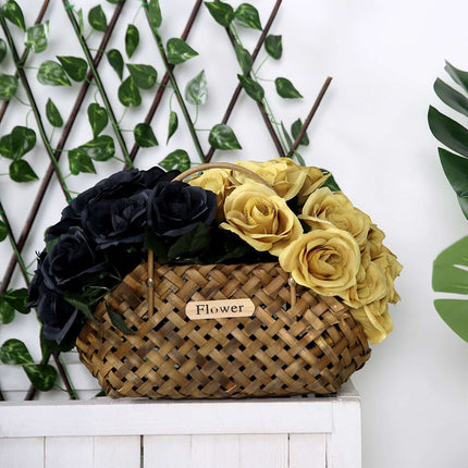 AliKopy 12" Gold Velvet-Like Artificial Rose Bouquet, Lifelike Design