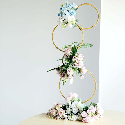 AliKopy 3ft Gold Metal Hoop Flower Stand - 4-Tier Wreath Centerpiece