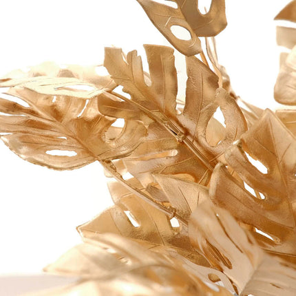 AliKopy 4-Pack Metallic Gold Artificial Monstera Leaves - 14" Decor