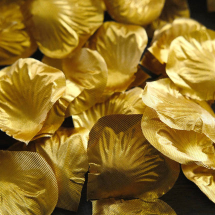 AliKopy 500-Pack Metallic Gold Silk Rose Petals - Round Design, Table