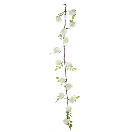 AliKopy 6ft Cream Artificial Silk Peony Garland - Faux Vine, Durable &