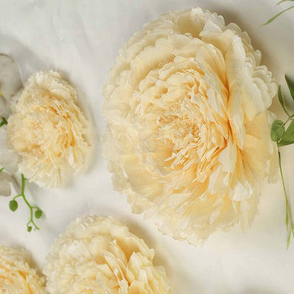 AliKopy Set of 6 Ivory Cream 3D Paper Carnation Flowers - Wall Decor
