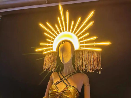 LED Light-Up Nightclub Costume Set with Dance Headdress for Women Singers and Performers