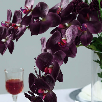 AliKopy 40" Tall Eggplant Silk Orchid Flower Bouquets - 2 Stems, Reali