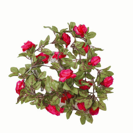 AliKopy 7ft Red Silk Rose Garland String Lights - 20 LEDs, Battery Ope