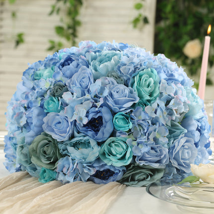 AliKopy 20" Blue Silk Rose Wedding Centerpiece - Pre-Arranged Decor