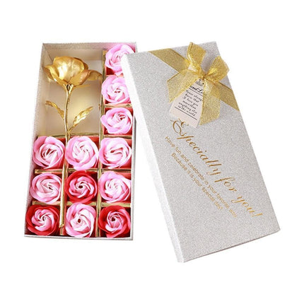 Passionate Love Soap Rose Luxury Gift Set - Opulent Wedding and Special Occasion Present with Elegant Gold Leaf Detail