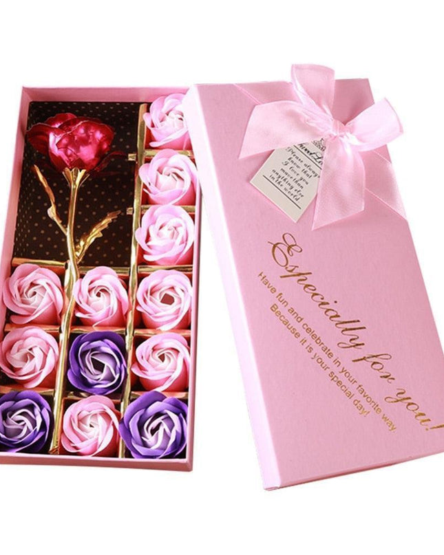 Passionate Love Soap Rose Luxury Gift Set - Opulent Wedding and Special Occasion Present with Elegant Gold Leaf Detail