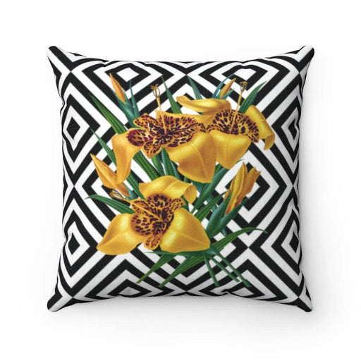 Luxurious Reversible Black and White Floral Pillow Cover