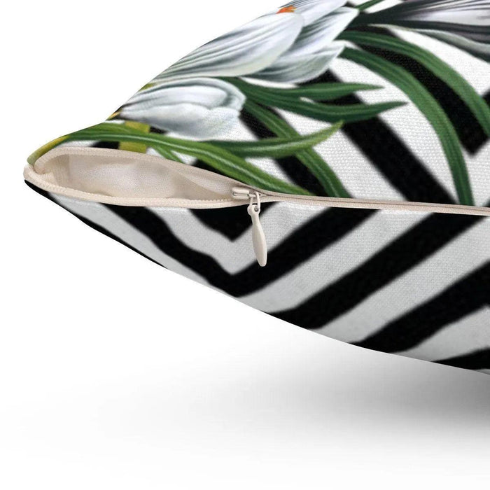 Elegant Reversible Luxury Tulips Throw Pillow Cover