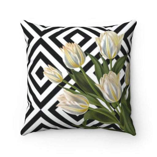 Luxurious Reversible Tulips Pillow Cover with Dual Print Designs