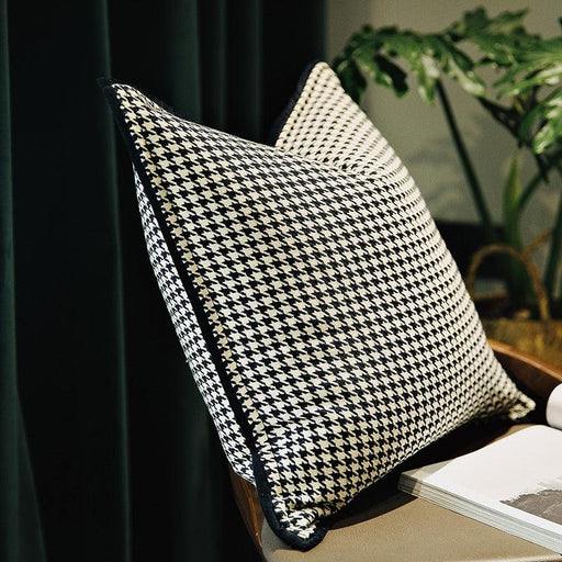 Luxury modern simple white and black houndstooth cushion | Home Decor Cushion Cover