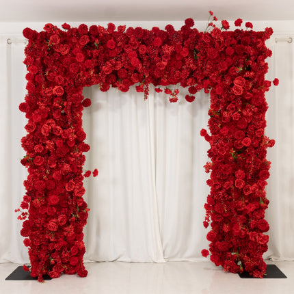 AliKopy 8ftx8ft Roll Up Flower Backdrop - Red Silk Roses & Hydrangeas