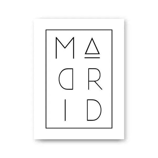 Madrid Typography Map Canvas - Sophisticated Artwork for Modern Homes