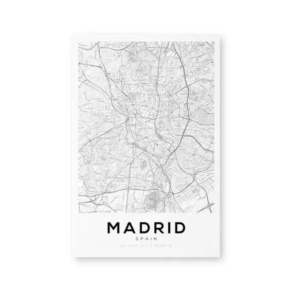 Madrid Spain Map Canvas Art: Elegant Home Decor Accent