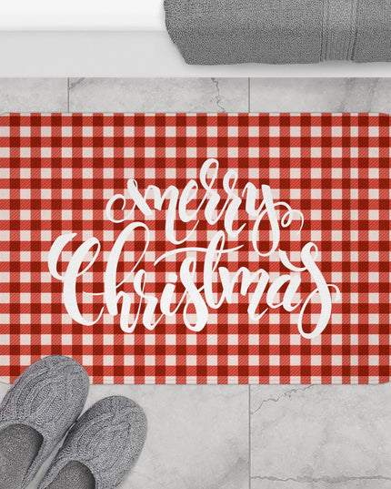 Cozy Holiday Plaid Bath Rug for a Festive Bathroom Experience