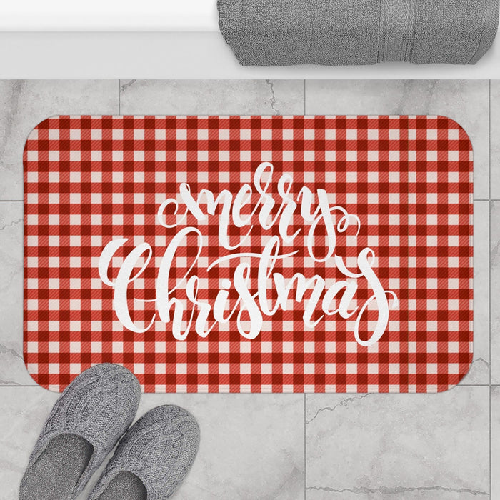 Cozy Holiday Plaid Bath Rug for a Festive Bathroom Experience