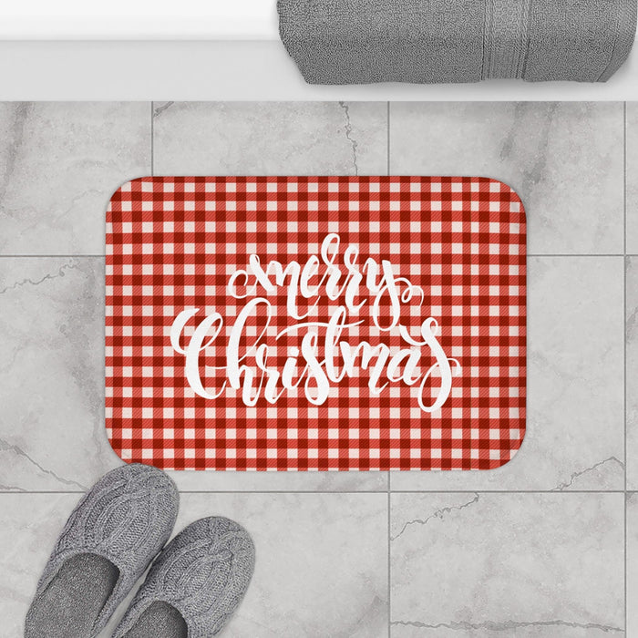 Cozy Holiday Plaid Bath Rug for a Festive Bathroom Experience