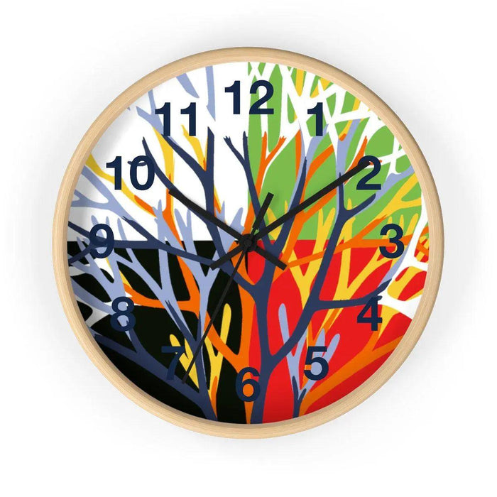 Coral Essence Wooden Frame Wall Clock with Elite Silhouette