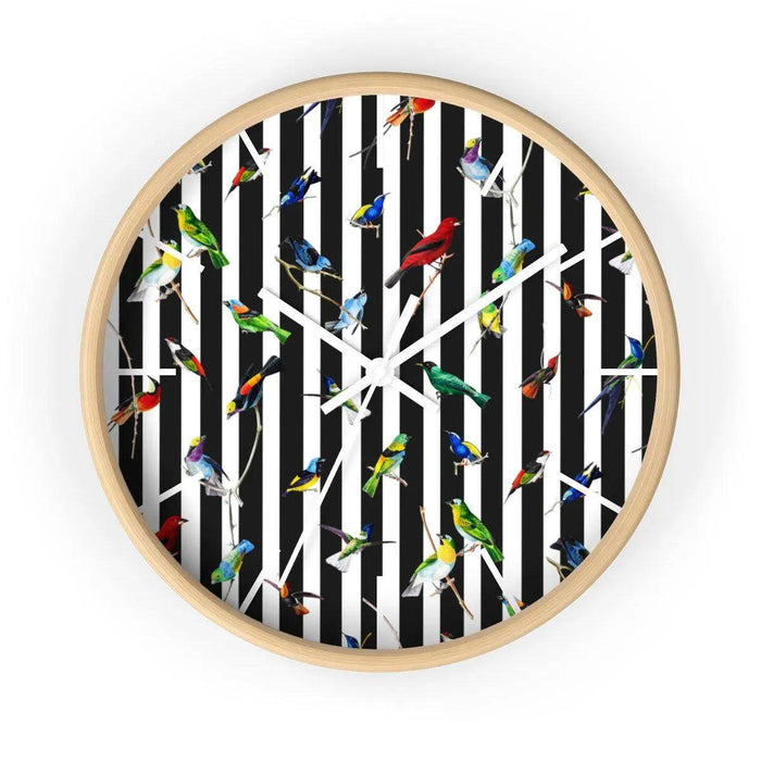Exotic Birds Wooden Frame Wall Clock by Maison d'Elite