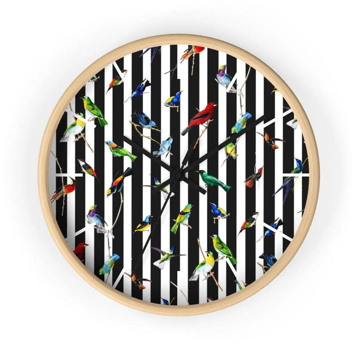 Exotic Birds Wooden Frame Wall Clock - Elevate Your Space with Maison d'Elite's Stylish Timepiece