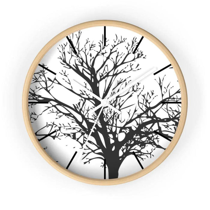 Elite Maison Tree Silhouette Wooden Frame Wall Clock for Stylish Timekeeping