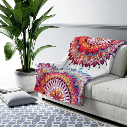 Vibrant Mandala Sherpa Fleece Throw Blanket - Ultimate Comfort and Style