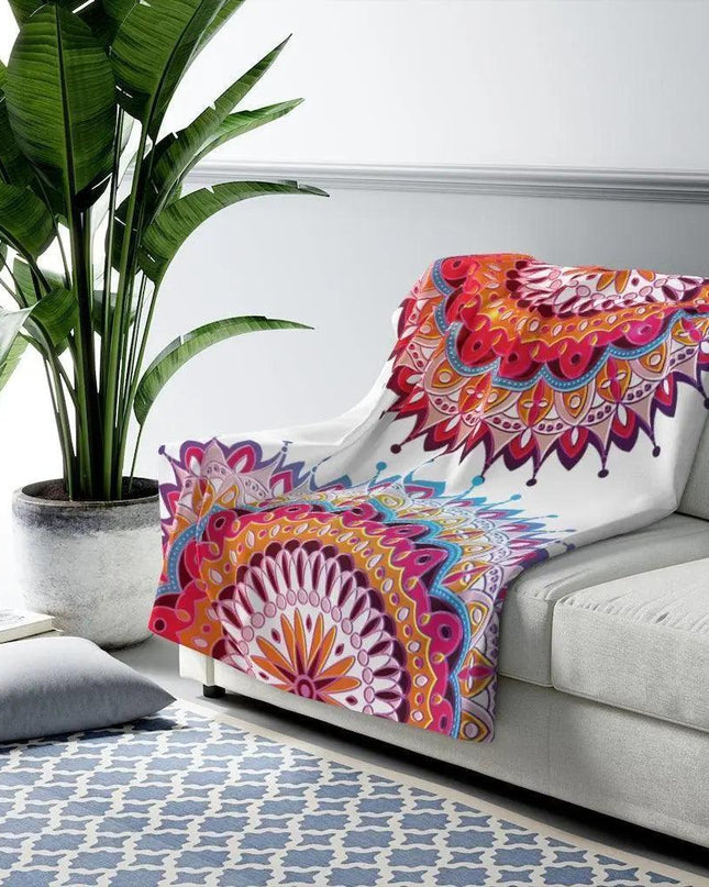 Vibrant Mandala Sherpa Fleece Throw Blanket - Ultimate Comfort and Style