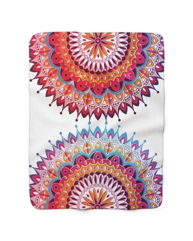 Vibrant Mandala Sherpa Fleece Throw Blanket - Ultimate Comfort and Style
