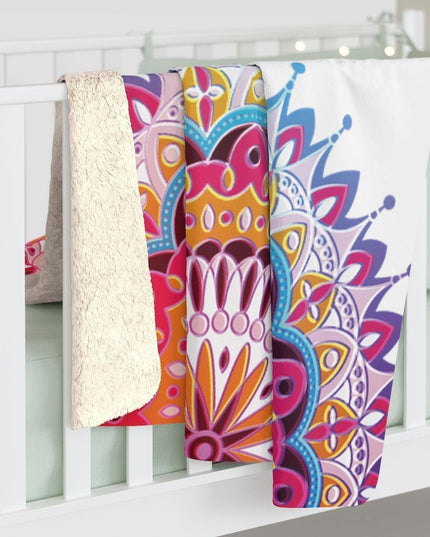 Vibrant Mandala Sherpa Fleece Throw Blanket - Ultimate Comfort and Style