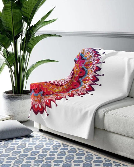Vibrant Mandala Sherpa Fleece Throw Blanket - Ultimate Comfort and Style