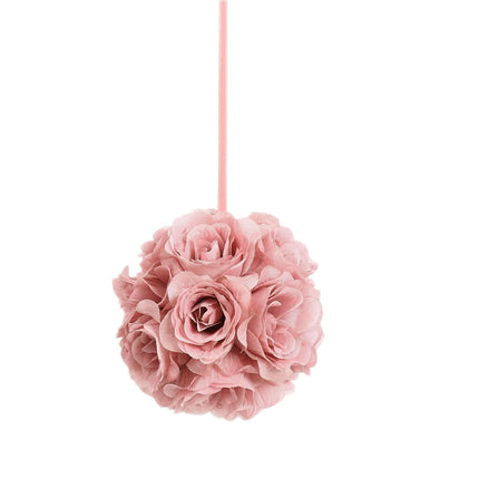 AliKopy 2 Pack 7" Mauve Artificial Silk Rose Kissing Ball - Elegant Dé
