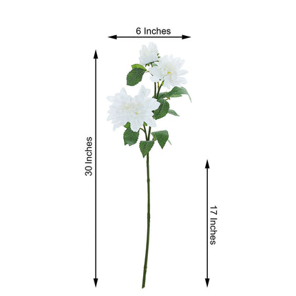 AliKopy 30" Tall White Artificial Dahlia Silk Flower Stem, Lifespan 10