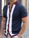 Stylish Men's Color Block Casual Shirt with Short Sleeves